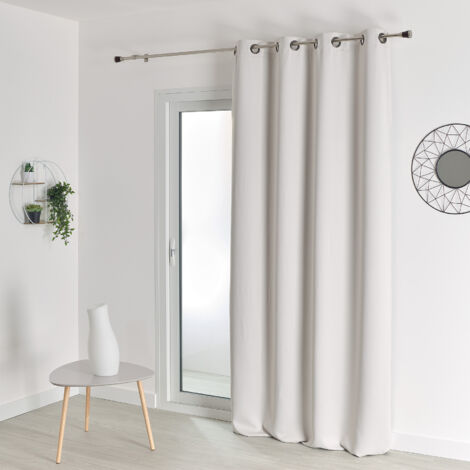 Rideau occultant uni M1 non feu Blanc cassé 140x260 cm (1/4)