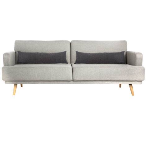 Atmosphera – Canapé convertible 3 places gris souris – Style scandinave – Dimensions 214 x 86 x 83 cm – Couchage 110 x 190 cm – Structure en pin et hêtre (1/5)