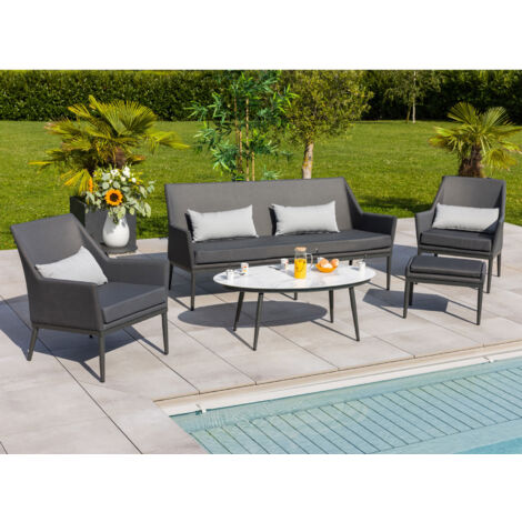 Salon détente avec table en imitation marbre Gris anthracite 191x72x88 cm (1/5)