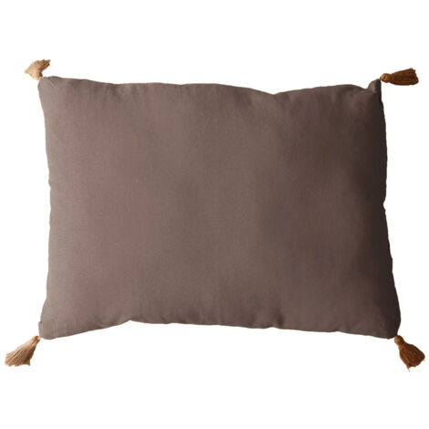 Coussin avec pompons en jute Taupe 50x70 cm (1/2)