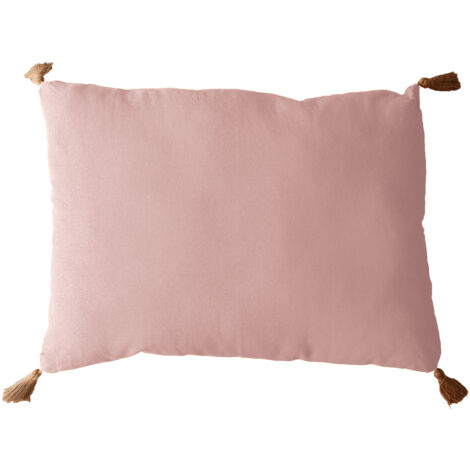 Coussin avec pompons en jute Vieux rose 50x70 cm (1/2)