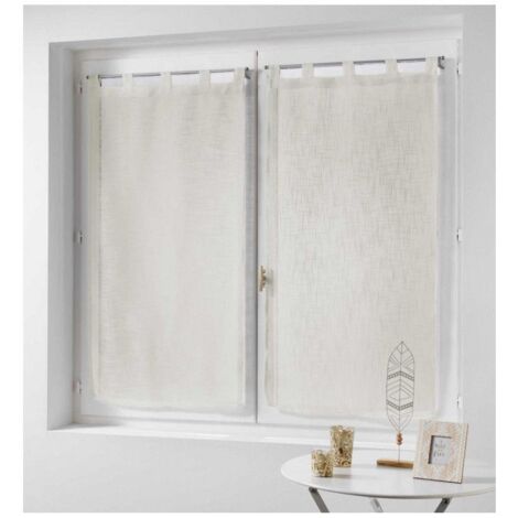 Ac-Deco – Paire de voilages 2 x 60 x 120 cm – Effet lin tissé en polyester – Finition à passants – Lavable en machine