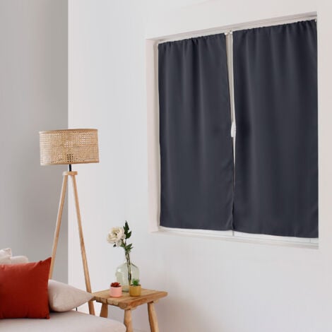 Petit rideau uni et occultant Gris Foncé 60x120 cm