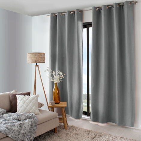Rideau thermique doublé Gris clair 135x240 cm