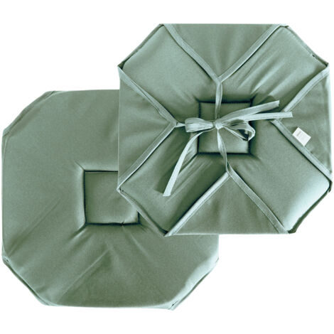 Homemaison – Galette de chaise 40x40 cm en polyester vert – Épaisseur 2,5 cm – Fixation par nouettes pour maintien optimal