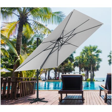 Parasol déporté en aluminium 3 x 3 m – Toile imperméable 250 g/m² – Rotation 360° – Base en croix pour stabilité – Imagin (1/4)