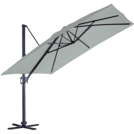 Parasol en Aluminium à Pied Déporté de 3 x 3 m Gris Perle 3 m (1/2)