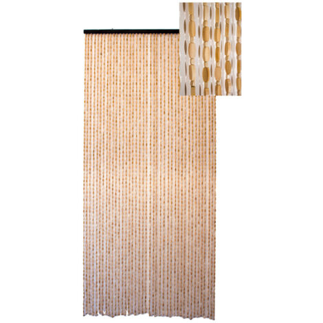 Rideau De Perles En Bambou Naturel – Élégant Rideau Porte Perles De Bois 80 Brins, 80×190 Cm, Séparation Chambre, Salon, Cuisine, Anti-Moustiques Et Décoration Boho