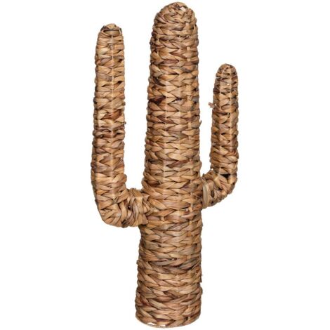 Atmosphera – Objet déco cactus en jacinthe d'eau H 75 cm – Décoration intérieure bohème – Support à chapeaux ou colliers – Style folk
