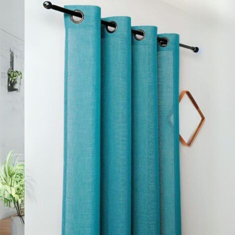 Voilage tamisant aux fils satinés Bleu 140x240 cm (1/3)