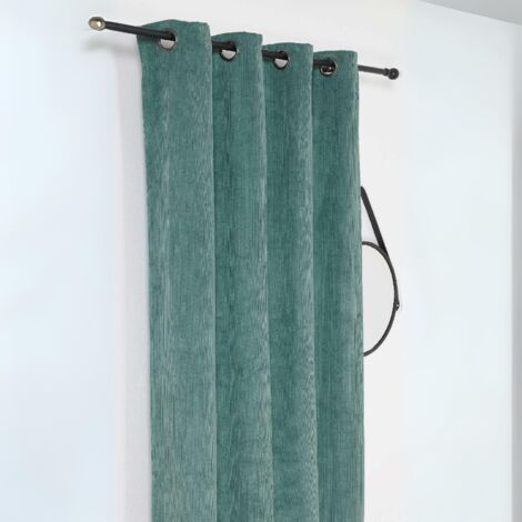 Rideau obscurcissant et isolant en velours côtelé Vert foncé 140x260 cm