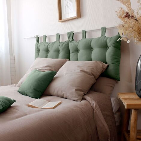 Tête de lit coussin en coton 100% – Dimensions 70x45 cm – Matelassé avec boutons – Installation facile sur tringle – Enjoy Home