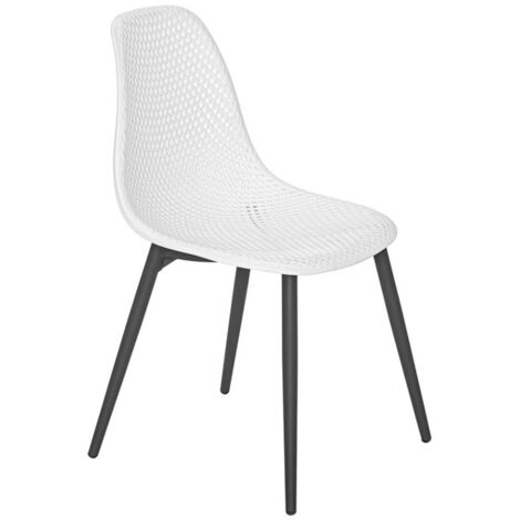 Lot de 2 chaises exterieur en résine tressée Blanc 46x53x85 cm (1/4)