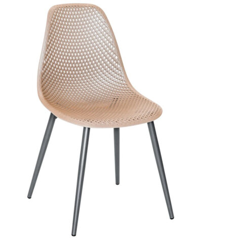 Lot de 2 chaises exterieur en résine tressée Beige 46x53x85 cm (1/5)