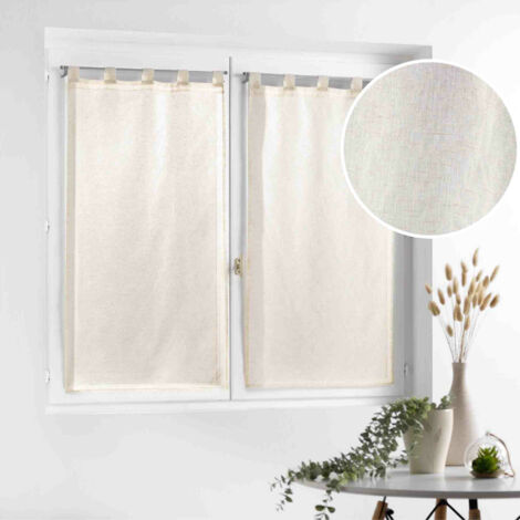 Douceur D'Intérieur Paire De Voilages Olympia Blanc 2x60x120cm - Voile Sablé Brodé à Passants