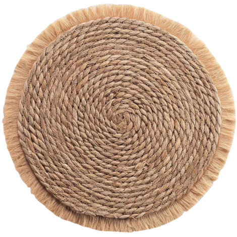 Set de table frangé en jonc Naturel Ø 38 cm (1/2)