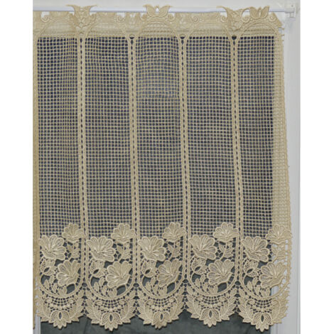 Brise bise en macramé fleuri Ecru 120x60 cm
