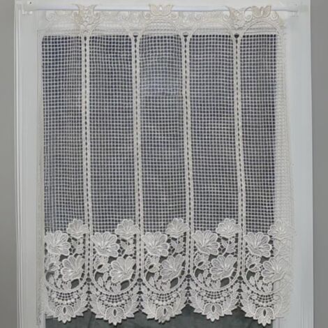 Brise bise en macramé fleuri Blanc 60x120 cm