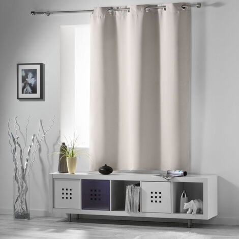Rideau court occultant 90 % adapté radiateur Ivoire 135x180 cm