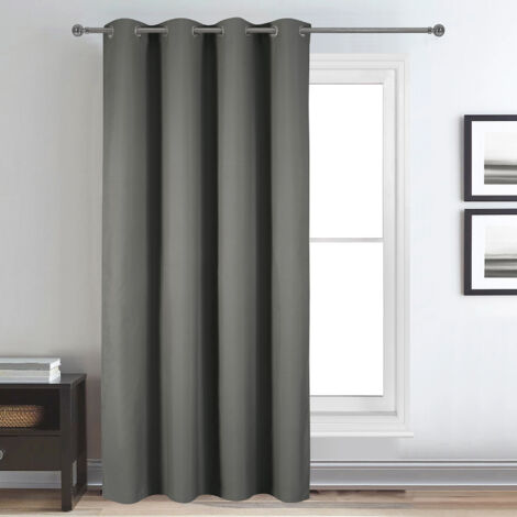 Rideau déco uni occultant et thermique Gris anthracite 140x260 cm (1/3)
