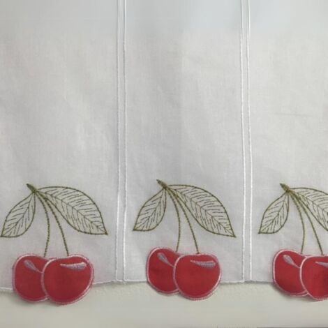 Brise bise brodé griottes Rouge 45x160 cm