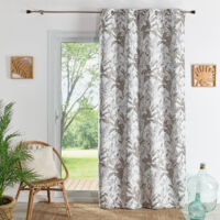 Rideau Jacquard Motif Jungle Blanc 140x260 cm