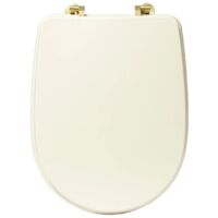 5Five Simply Smart – Abattant WC ivoire HDF avec charnières dorées – Finition peinture à l’huile – Installation rapide avec vis standard – Dimensions 49x36cm