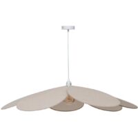 Atmosphera – Suspension pétales D100 lin beige – Structure acier ajustable – Hauteur 10 cm – Douille E27 – Pour ambiance bohème chaleureuse