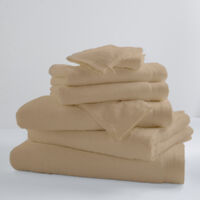 Lot de 6 Gants De Toilette Unis et Colorés Beige 16x21 cm