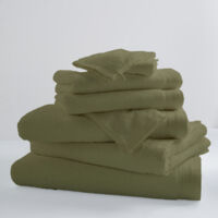 Lot de 6 Gants De Toilette Unis et Colorés Vert tilleul 16x21 cm