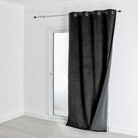 Homemaison – Rideau occultant isolant en velours 135x280 cm – Doublé polaire noir – 7 fois plus isolant qu'un rideau standard – Lavable en machine à 30°