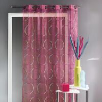 Voilage en organza avec cercles brodés Fuchsia 140x240 cm