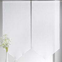 Paire de petits voilages Etamine bas en pointe Ivoire 60x130cm