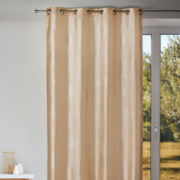 Rideau taffetas motif de ronds argentés Ivoire 140x260 cm