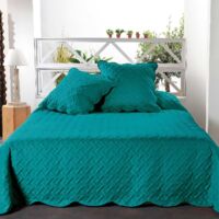 Couverture molletonné surpiquage graphique Turquoise 150x150 cm