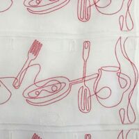 Modulable brodé ustensiles de cuisine Rouge 45x180 cm