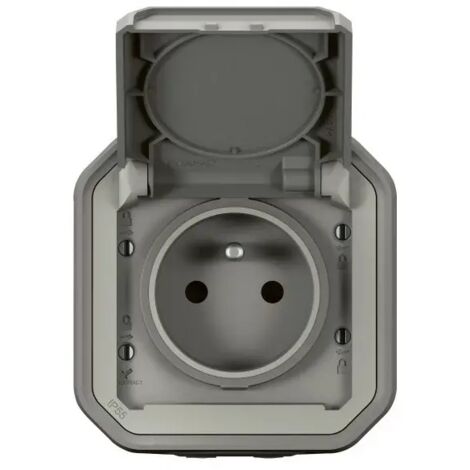 Legrand Plexo 069731L Base de enchufe estanca 2P+T 16A - Completa - Montaje en superficie - Gris