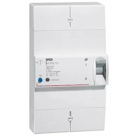 Disjoncteur de branchement Enedis tétrapolaire différentiel 500mA sélectif - 60A - LEGRAND (1/2)