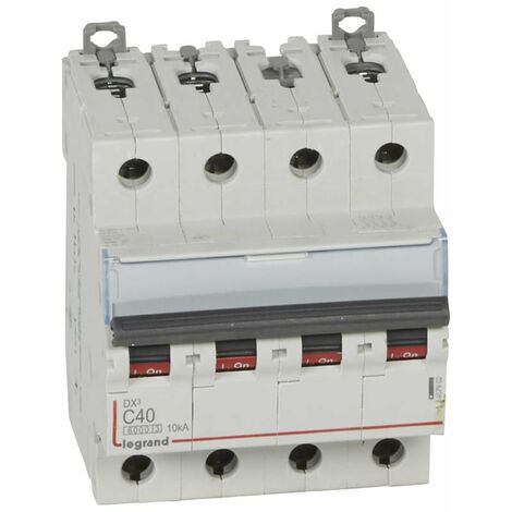 Disjoncteur DX³6000 10kA arrivée haute et départ bas à vis 4P 400V - 40A - courbe C - pour peigne HX³ traditionnel - 407902 - LEGRAND
