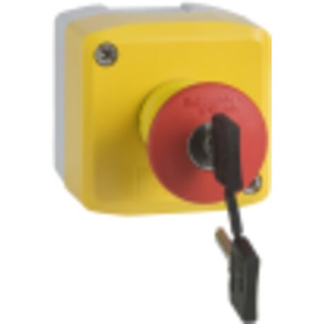 Harmony boite jaune - 1 arrêt d'urgence rouge Ø40 déverrouillage à clé - 2O - XALK188F (1/3)