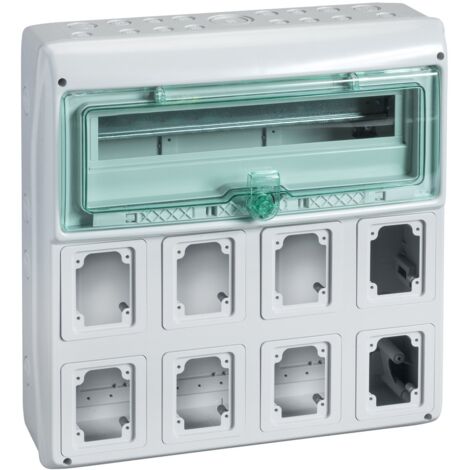 Mureva - coffret - pour prises - 448 x 460 mm - 19 modules - 8 ouvertures - 13157M