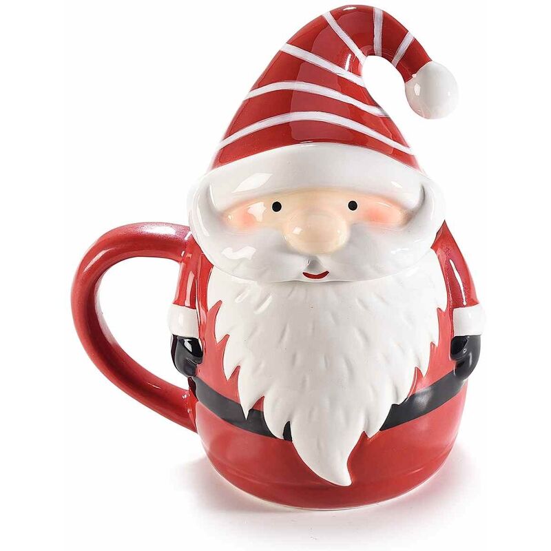 Set due tazze da colazione in ceramica con decorazione Babbo Natale idea  regalo