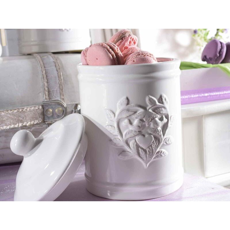 Barattoli da cucina per alimenti in ceramica Shabby Chic set da 3