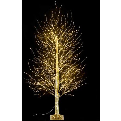 Albero Natalizio Dorato con 1300 Luci Led Bianco Caldo per Interni ed Esterni Altezza 1,8 Metri 225 Rami