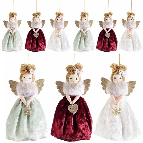 Angioletti da Appendere con Abito in Eco Pelliccia Decorazioni per Albero di Natale e Casa 6 Pezzi (1/3)
