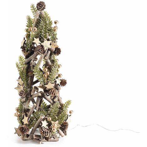 Decorazione Natalizia Con Cornice – Piccolo Albero Con Luci LED E Timer, Argento, C 690