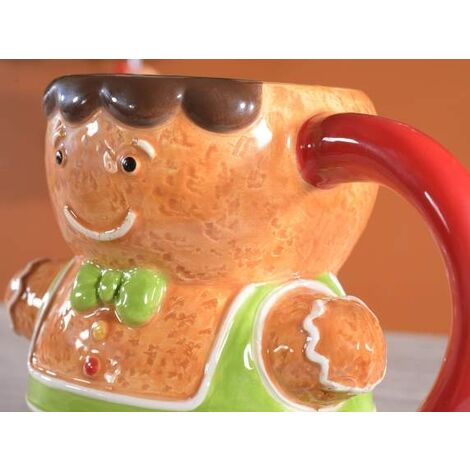 Ambiente Tazza Natale In Fine Bone China 0,4L – Design Omini Di Pan Di Zenzero E Abeti, Lavabile In Lavastoviglie E Microonde
