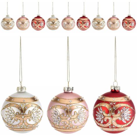 Palline per Albero di Natale in Vetro con Strass Addobbi Artigianali Set 12 Pz (1/2)