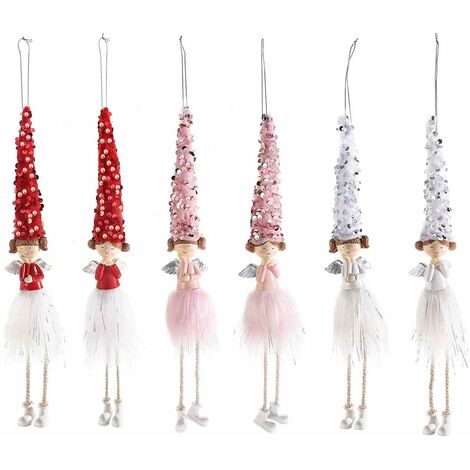 Angioletti Natalizi per Albero e Casa Addobbi da Appendere per Albero di Natale Colori Set da 6 Pezzi (1/2)