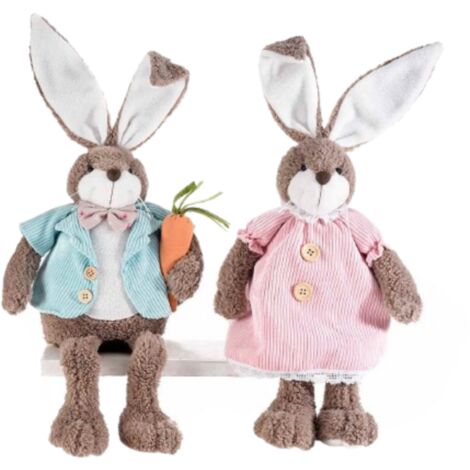 Conigli Pasquali Decorativi da Appoggiare Decorazione per Casa, Vetrine, Negozi Set da 2